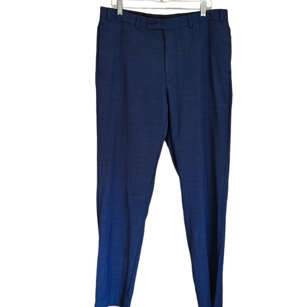 calvin klein mens flat front pants 100% wool blue size 36